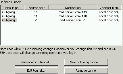 Outgoing tunnels for POP3/IMAP4 connections